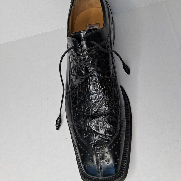 City Slicker Shoes Genuine Crocodile Leather Dress Shoe Mens Size 10.5 Black